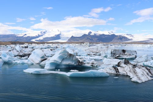 Glaciers and Icebergs in a Polar Climate Area