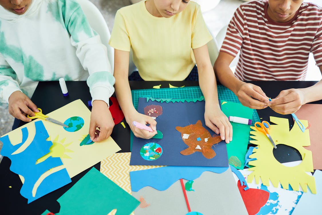 Free Children Doing Crafting Stock Photo