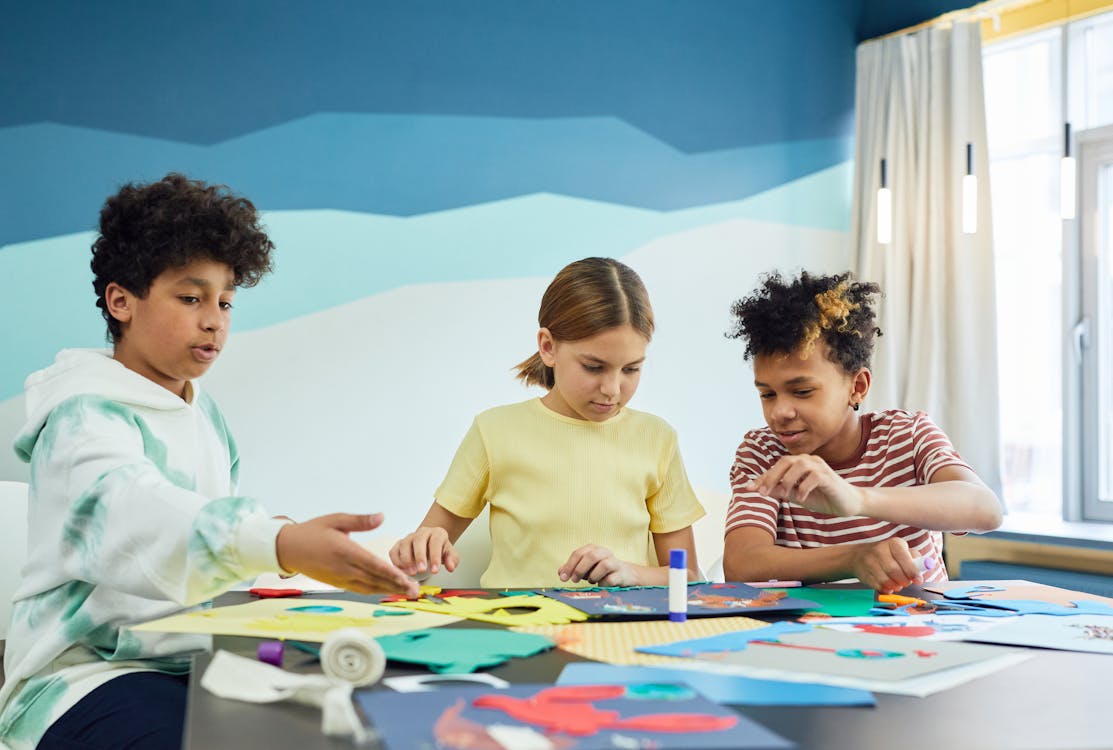 Free Children Doing Art Projects Stock Photo