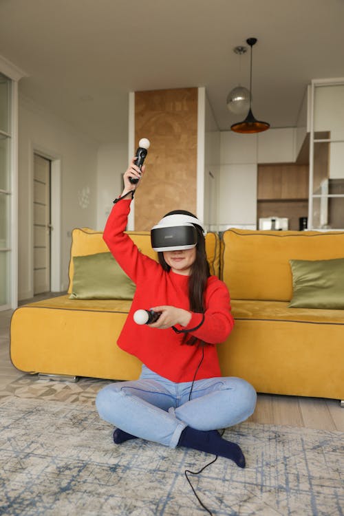 Woman Using Virtual Reality Headset