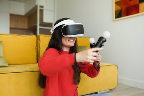 A Woman Playing Virtual Reality