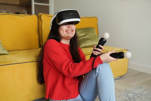 A Woman Playing Virtual Reality