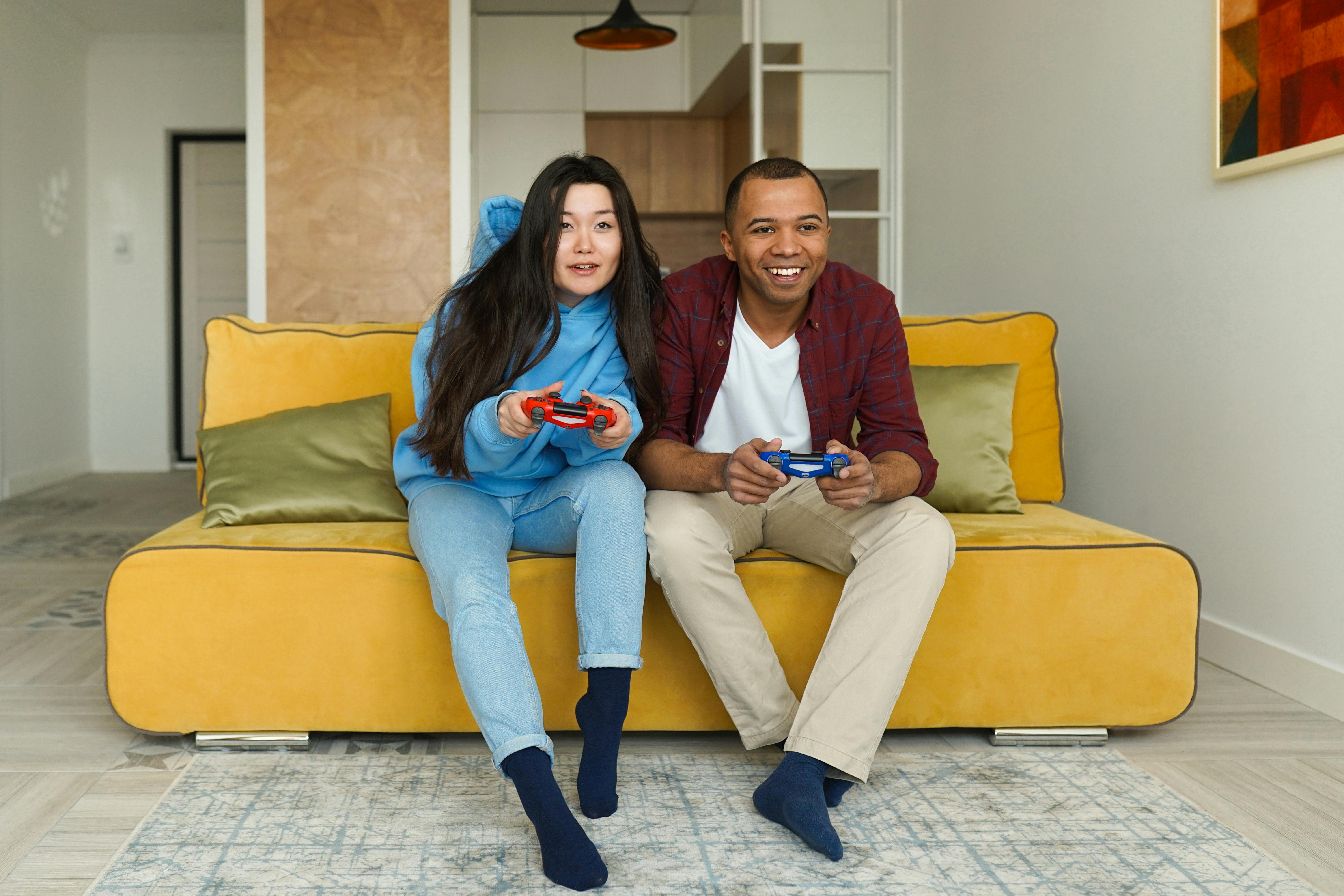 a couple playing a video game