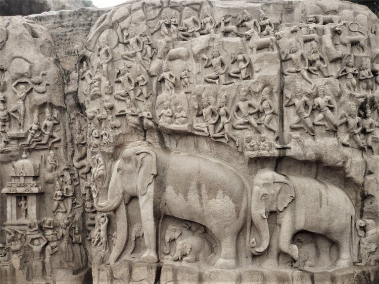 Close-up Shot Of Descent Of The Ganges