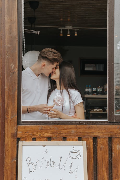 Free Man and Woman About to Kiss Stock Photo