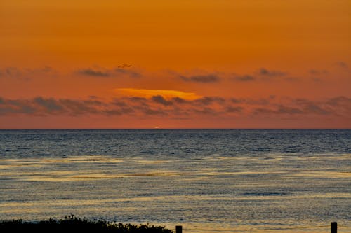 An Ocean Waves Under the Golden Sky