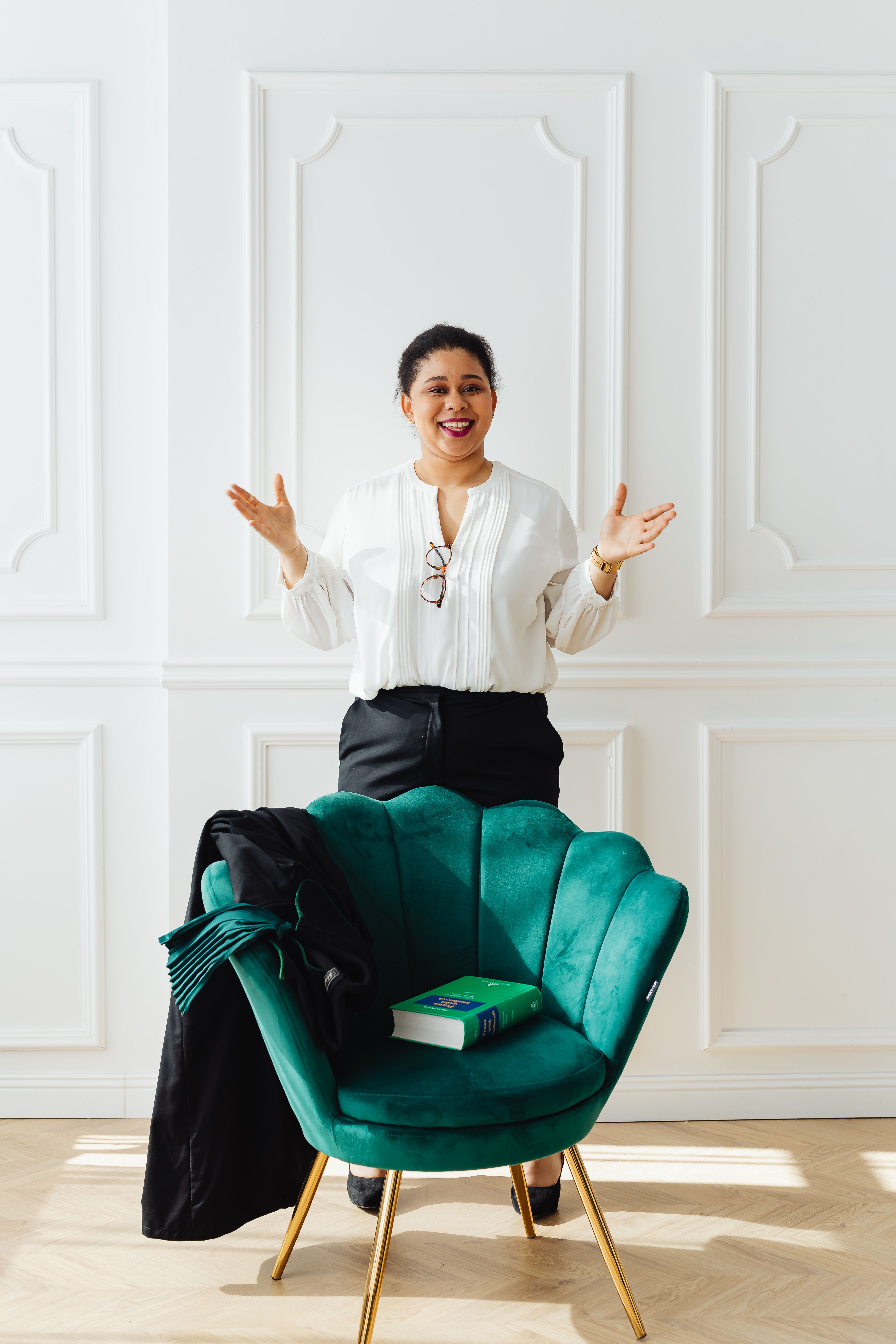 A Woman in White Long Sleeves and Black pants · Free Stock Photo