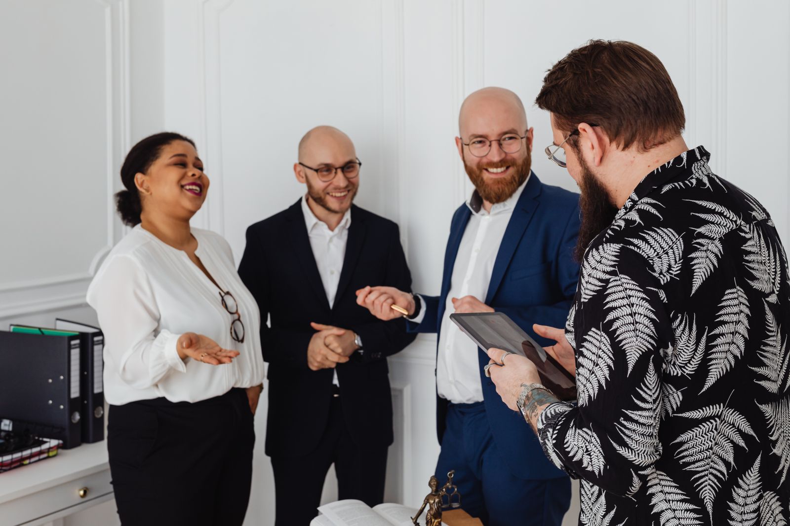Happy office team collaboration scene 11