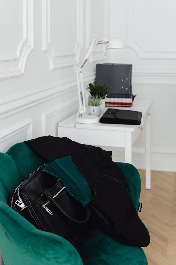 Black Bag On Green Chair