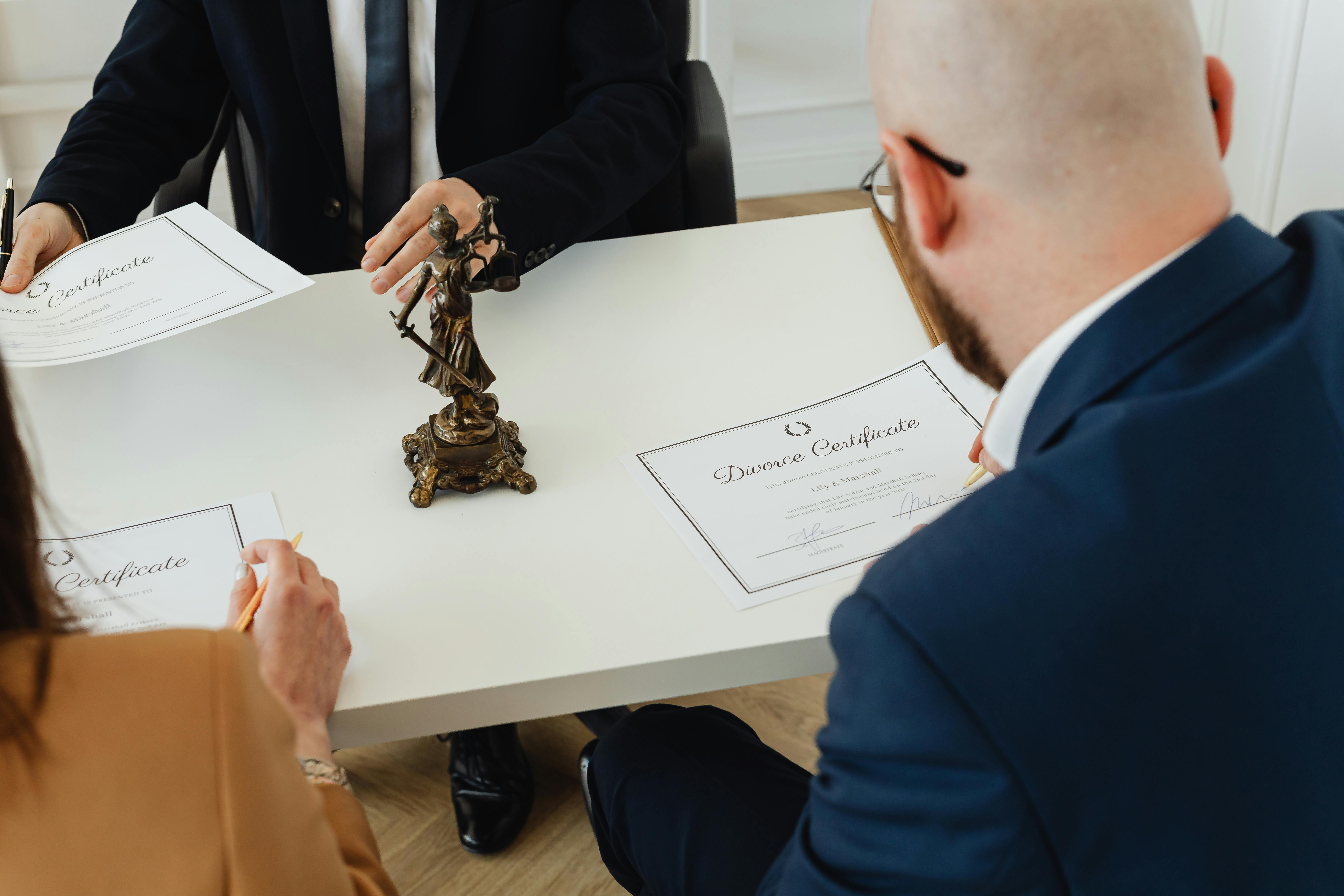 divorce certificate on the table top