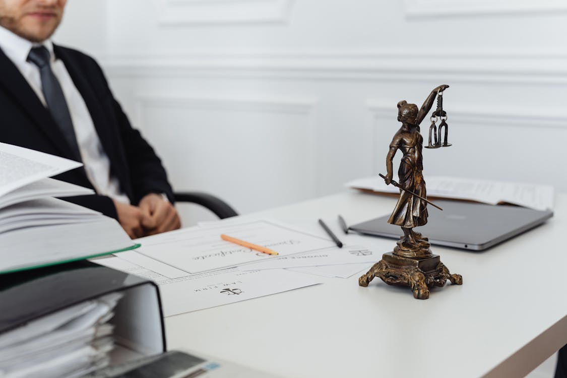  A lawyer sitting behind his desk