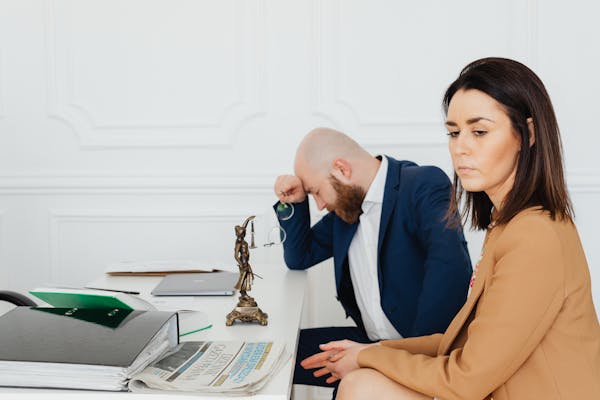 A lawyer explaining a document to a couple