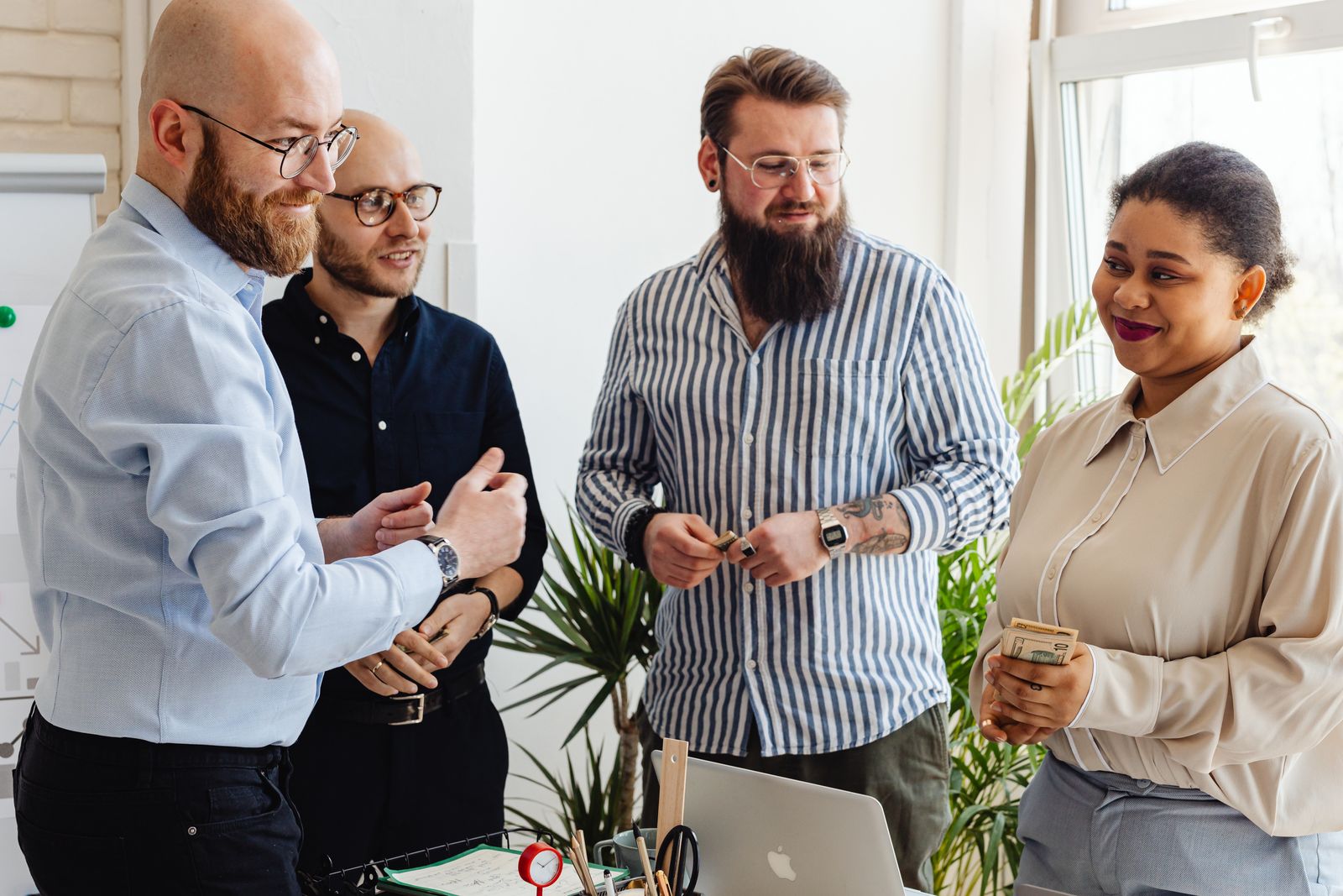 Happy office team collaboration scene 31