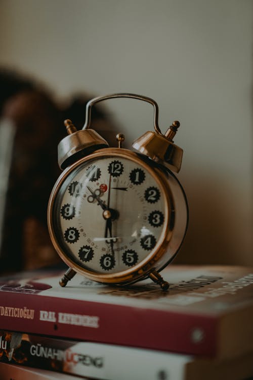 Free Gold and White Alarm Clock Stock Photo