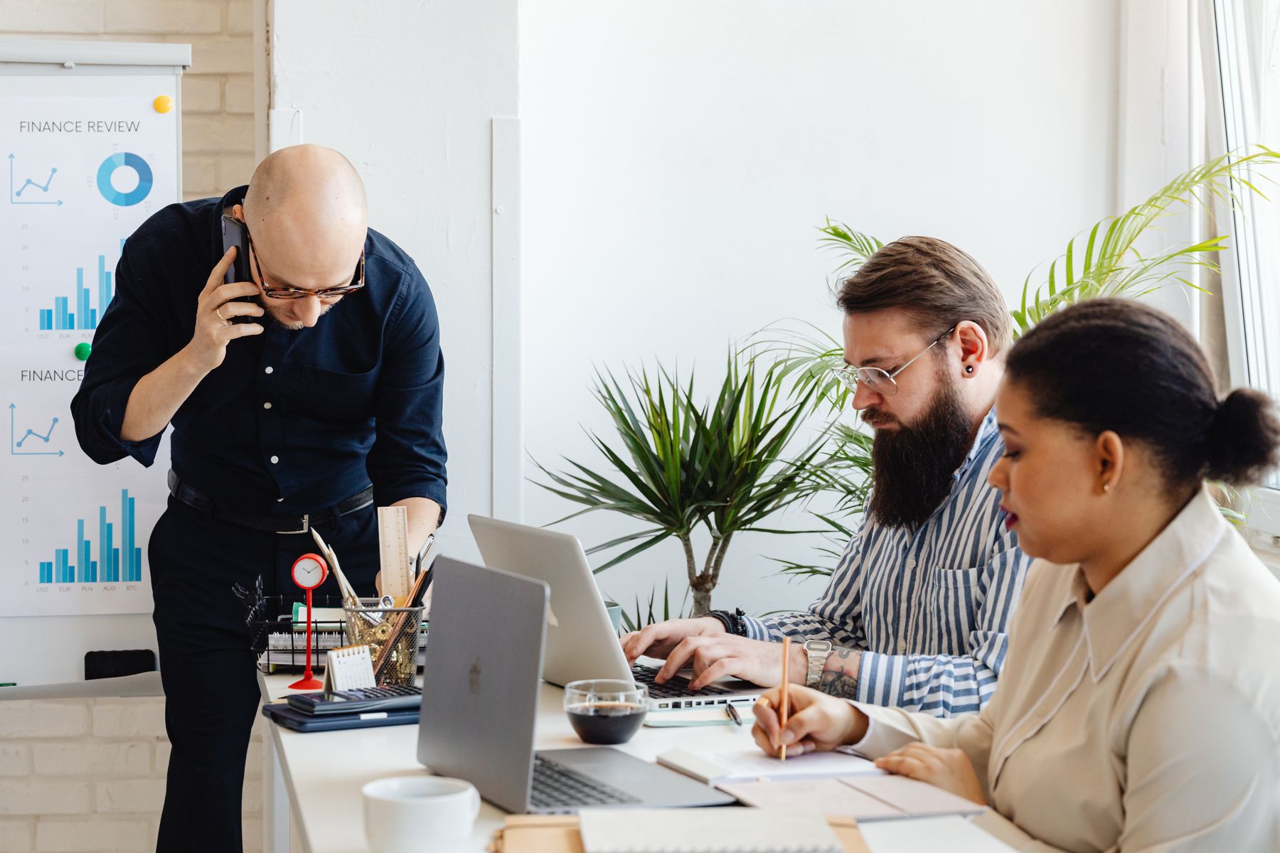 Offshore engineering team collaborating in an office