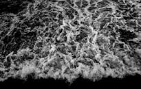 这张单色鸟瞰图戏剧性地展现了海浪的复杂图案