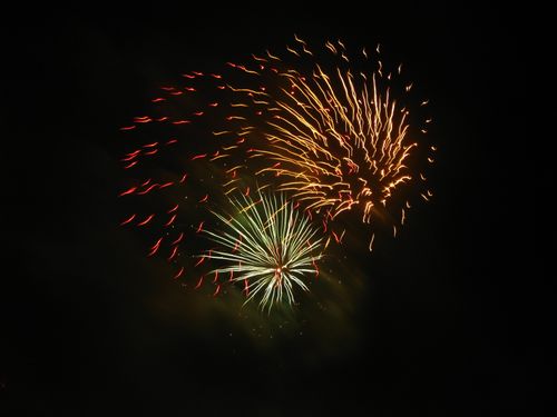 Free Vibrant fireworks explode in a dark sky, celebrating an occasion in Canada. Stock Photo