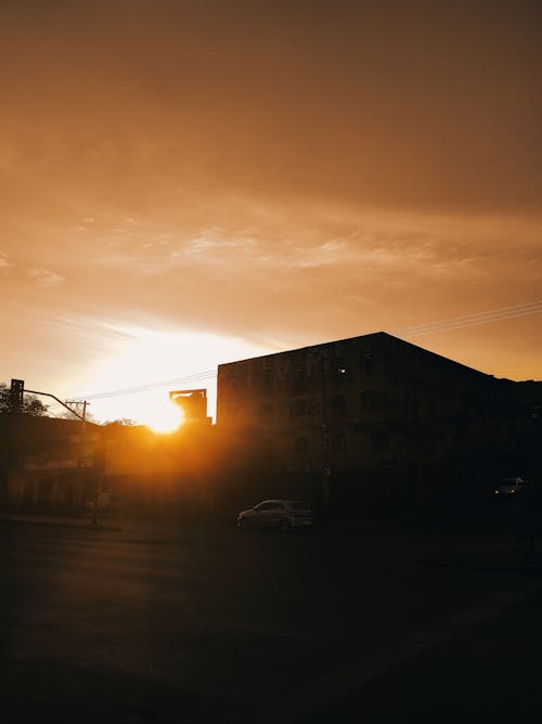 Silhouette of Buildings During Sunset