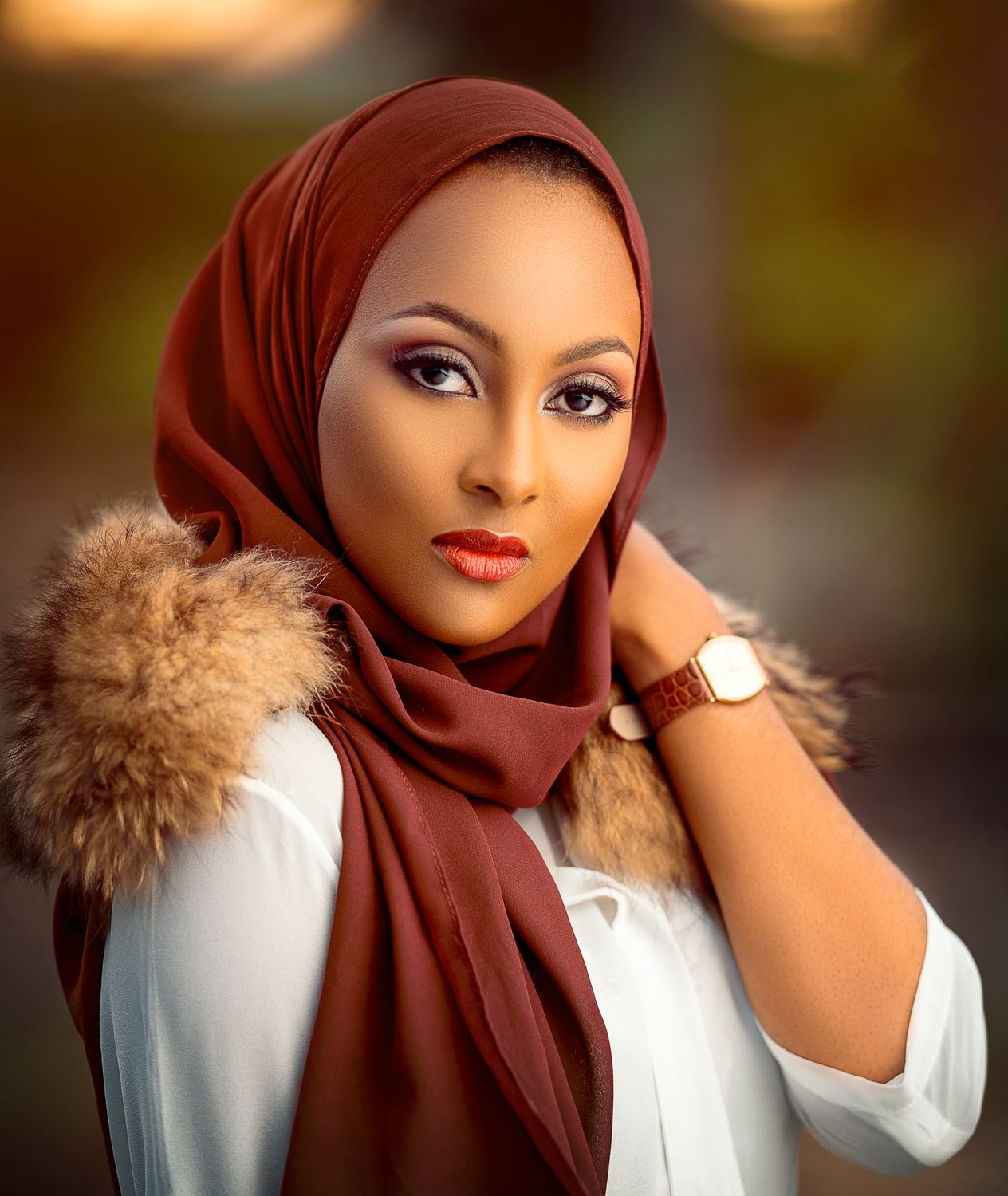 Woman in White Long Sleeve Shirt Wearing Brown Hijab · Free Stock Photo