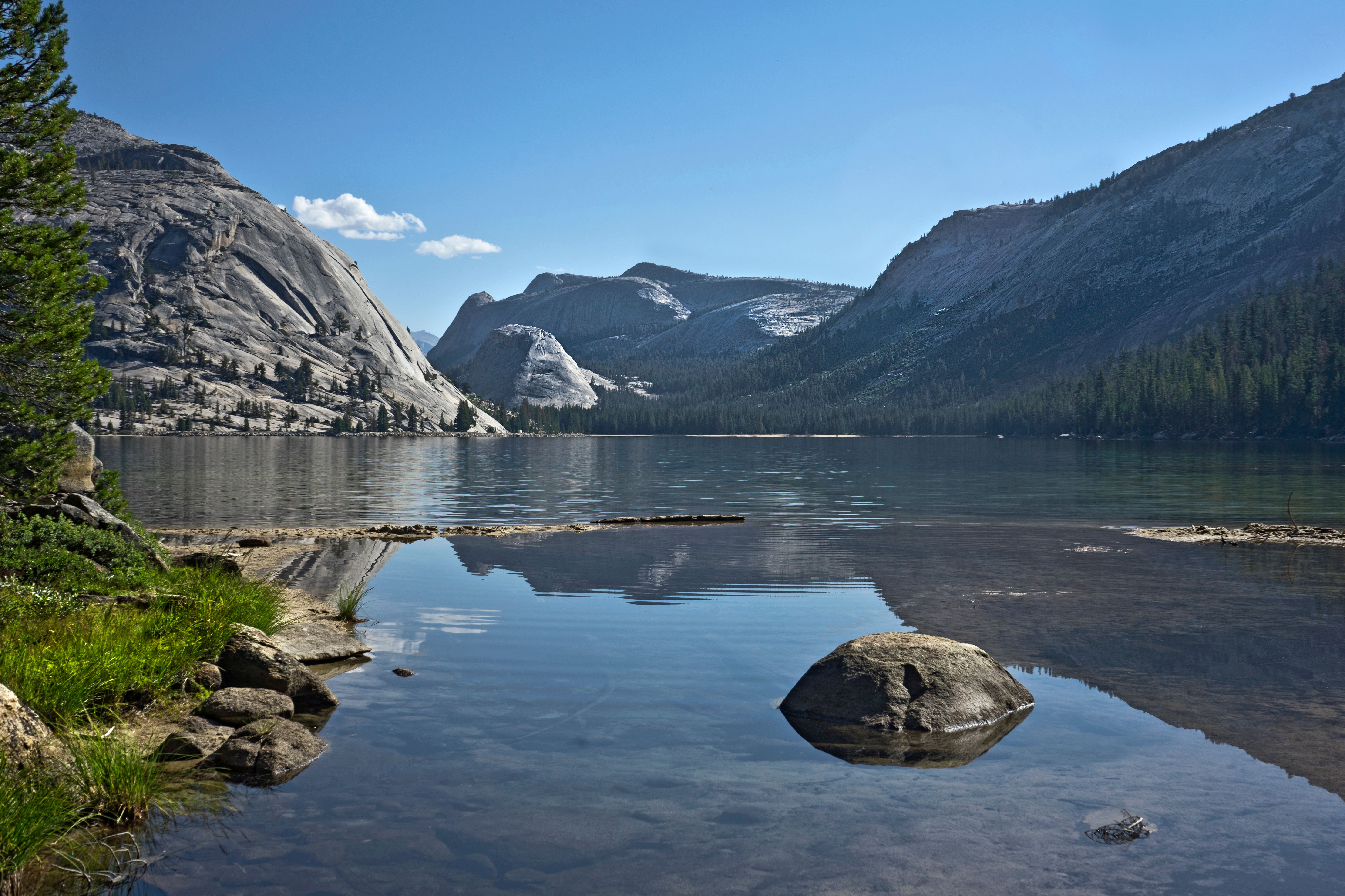 Mirror Lake reflecting the canyon walls in Yosemite
