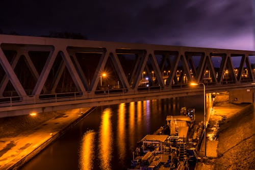 Ingyenes stockfotó csatorna, éjszaka, felvonóhíd témában