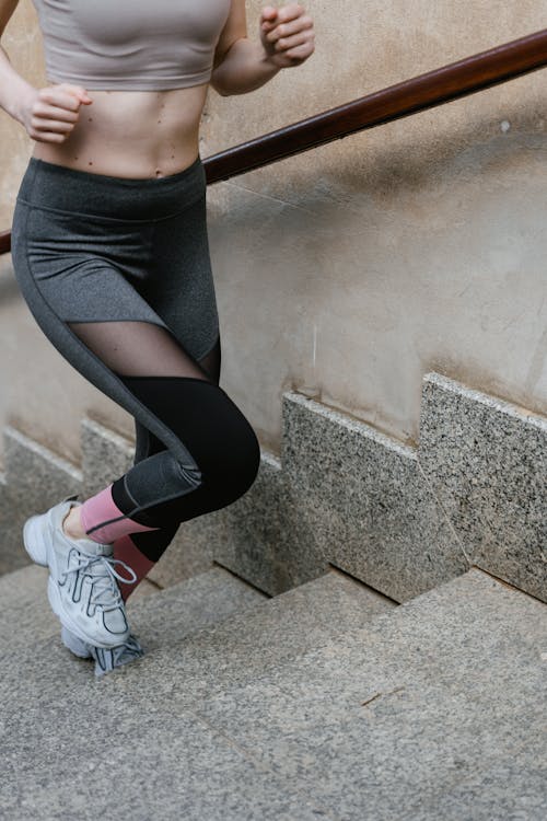 Free Person Running Up the Stairs Stock Photo