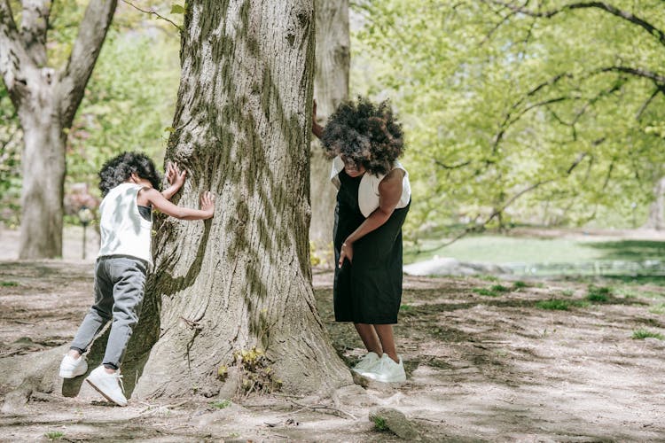 Mother And Child Playing Hide And Seek