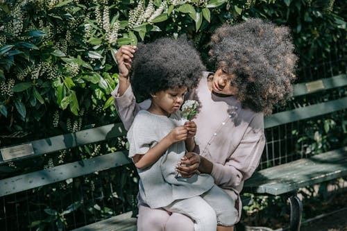 Základová fotografie zdarma na téma afro vlasy, afroameričané, dcera