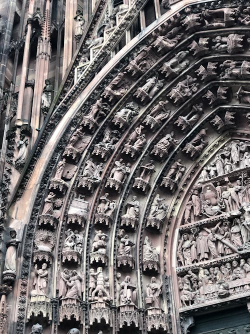 Free Close-up of the Tympanum of the Strasbourg Cathedral Stock Photo