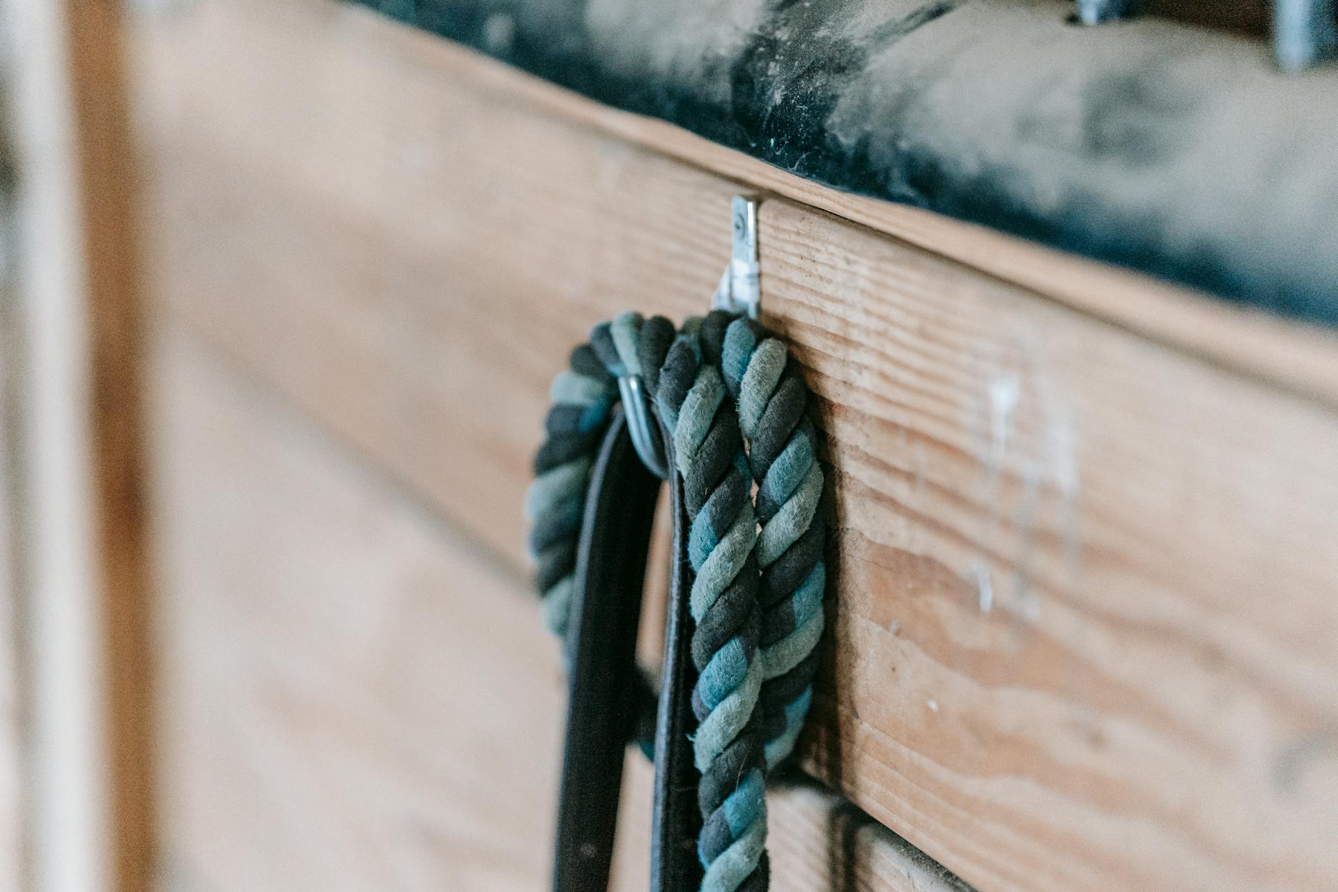 Close-up of Lead Rope Hanging on a Hook