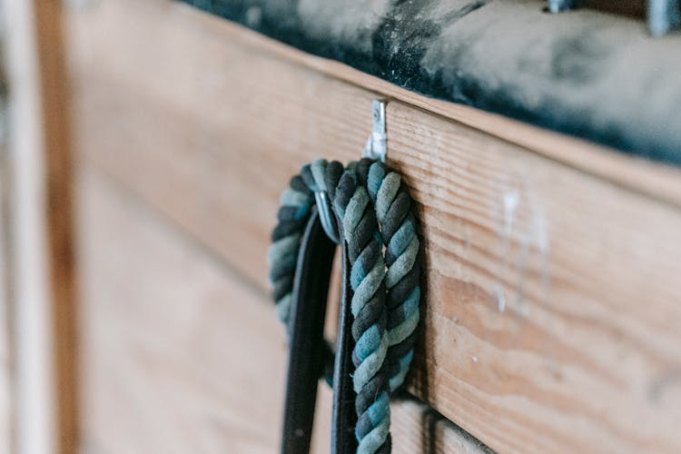 Close-up Of Lead Rope Hanging On A Hook