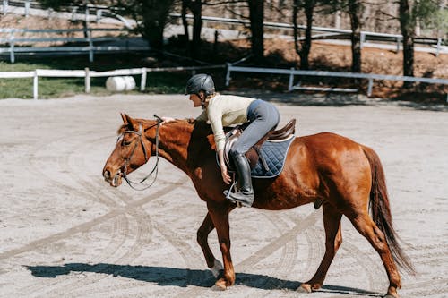 Woman Stretching on Horseback