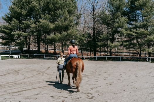Man in Black Jacket Riding Brown Horse