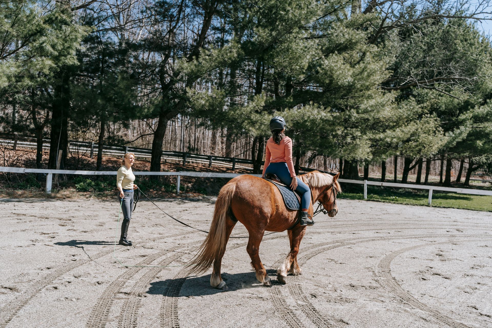 Riding Instructor Teaching Woman with a Horse