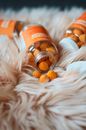 Brown Glass Bottle on White Textile
