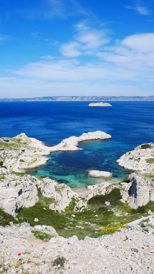 Scenic View of Sea on a Rocky Shore 