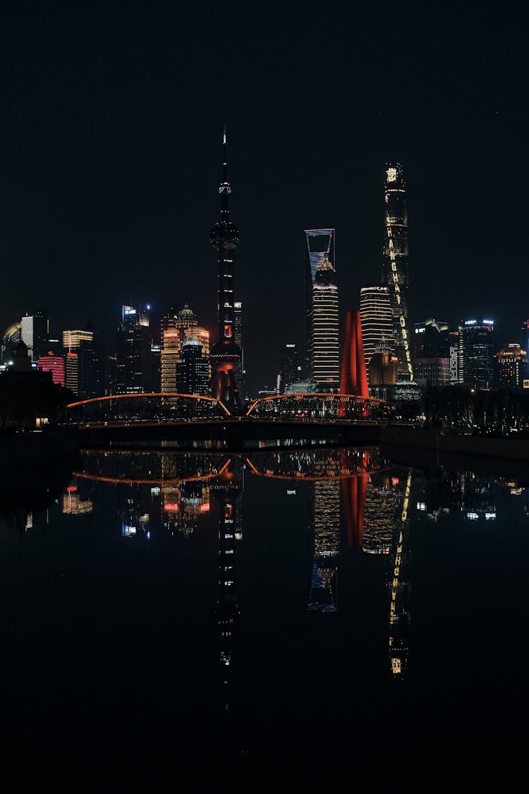 The Shanghai City Skyline At Night 