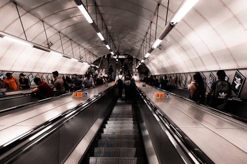 Photo of People Using Escalator Inside Building