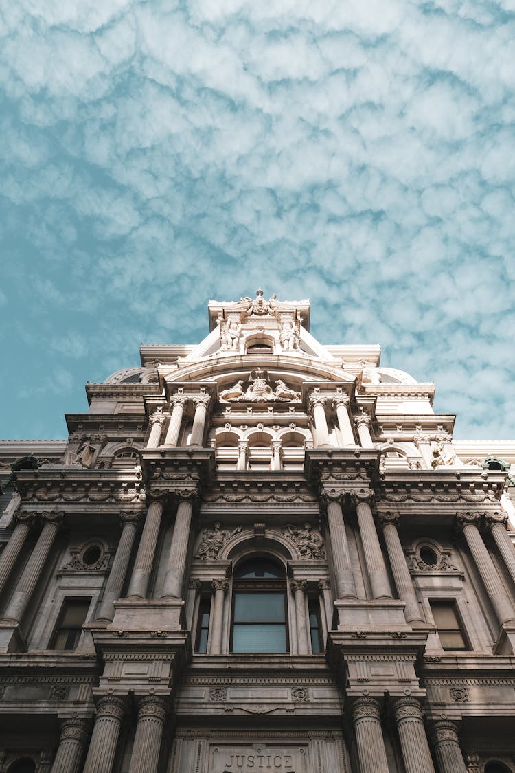 Philadelphia City Hall Under Cloudy Sky