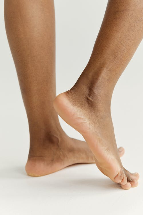 Close-up of Feet against a White Background
