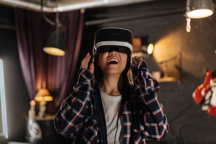 A Woman Wearing A VR Headset