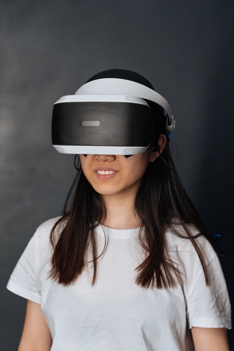 Woman Using Virtual Reality Goggles