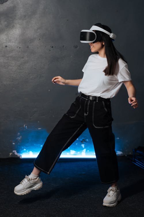 Woman using Virtual Reality Goggles