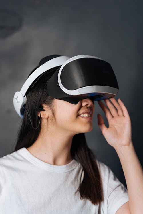 Woman using Virtual Reality Goggles