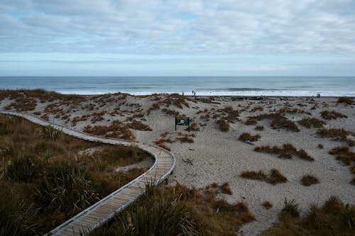 A Beach with a Wooden Pathway