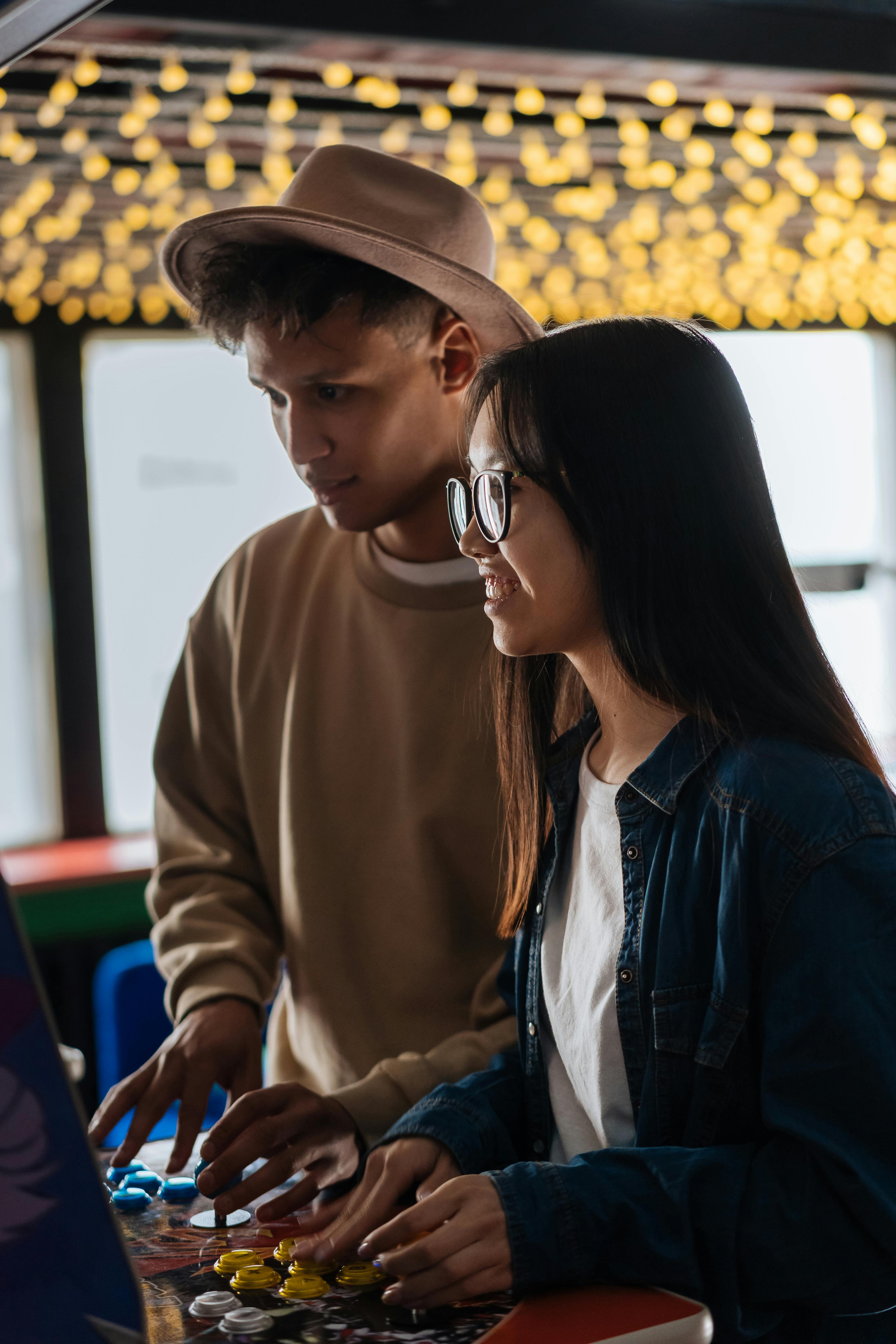 photo of a couple playing a game together