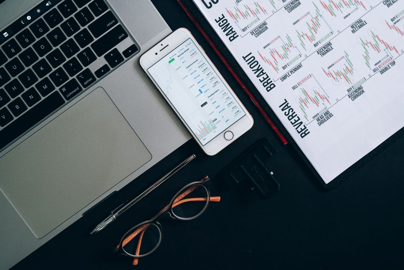 Laptop and smartphone showing financial charts for portfolio performance analysis