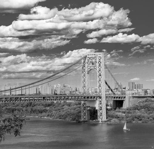 Gratis stockfoto met amerika, george washington bridge, grayscale