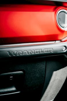 Detailed view of Jeep Wrangler's dashboard showcasing modern design and luxury features.