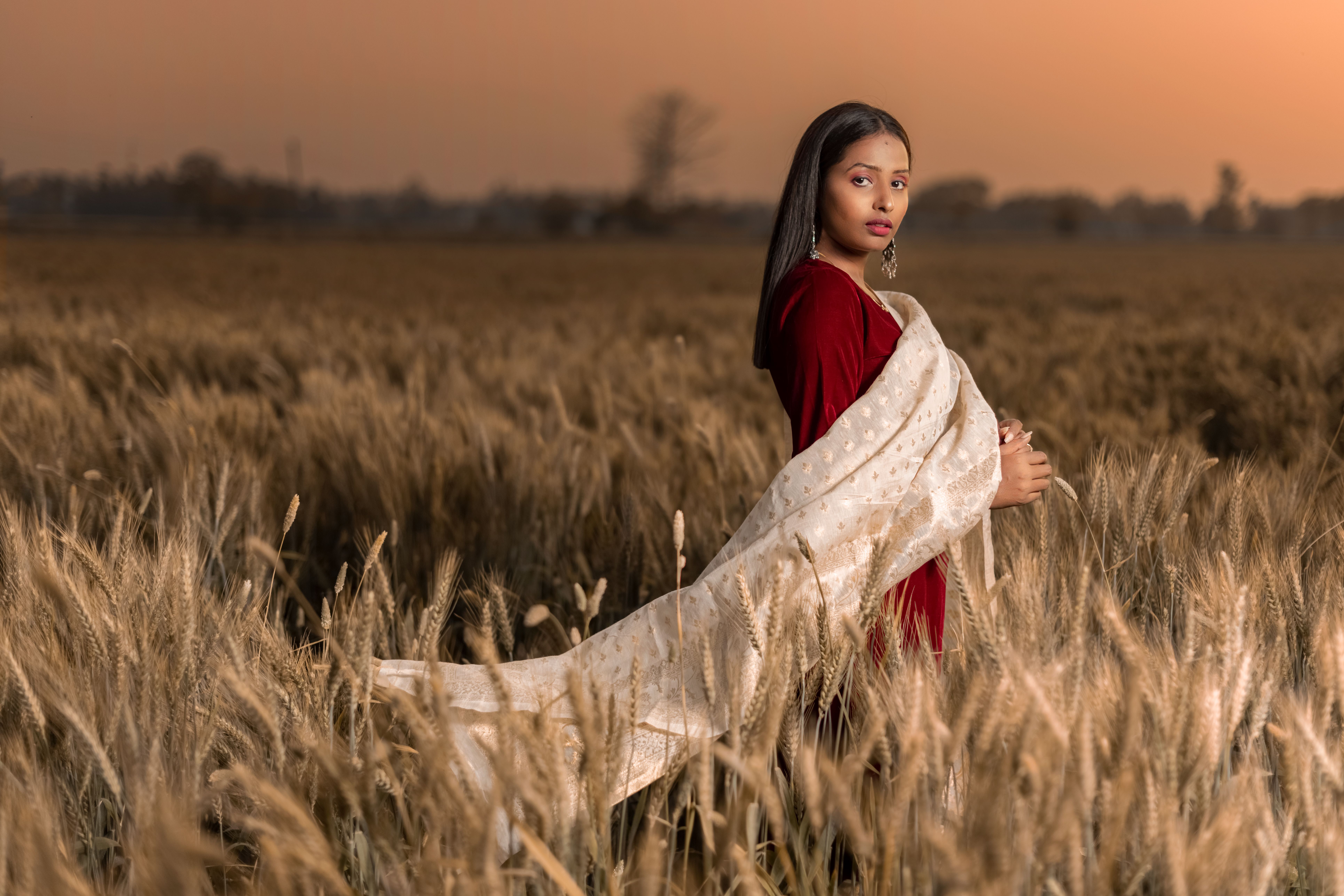 A Woman in Red and White Dress · Free Stock Photo